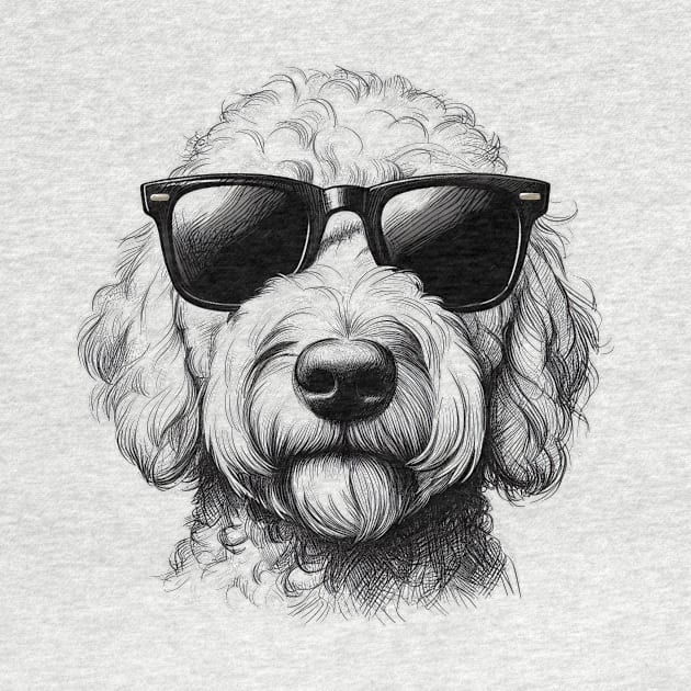 Goldendoodle Dog Wearing Sunglasses Drawing by TeeTrendz